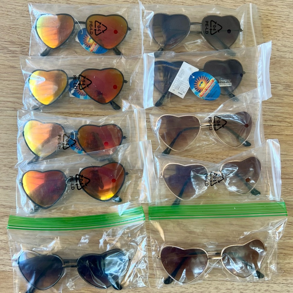 New Heart Shaped Sunglasses set of 10